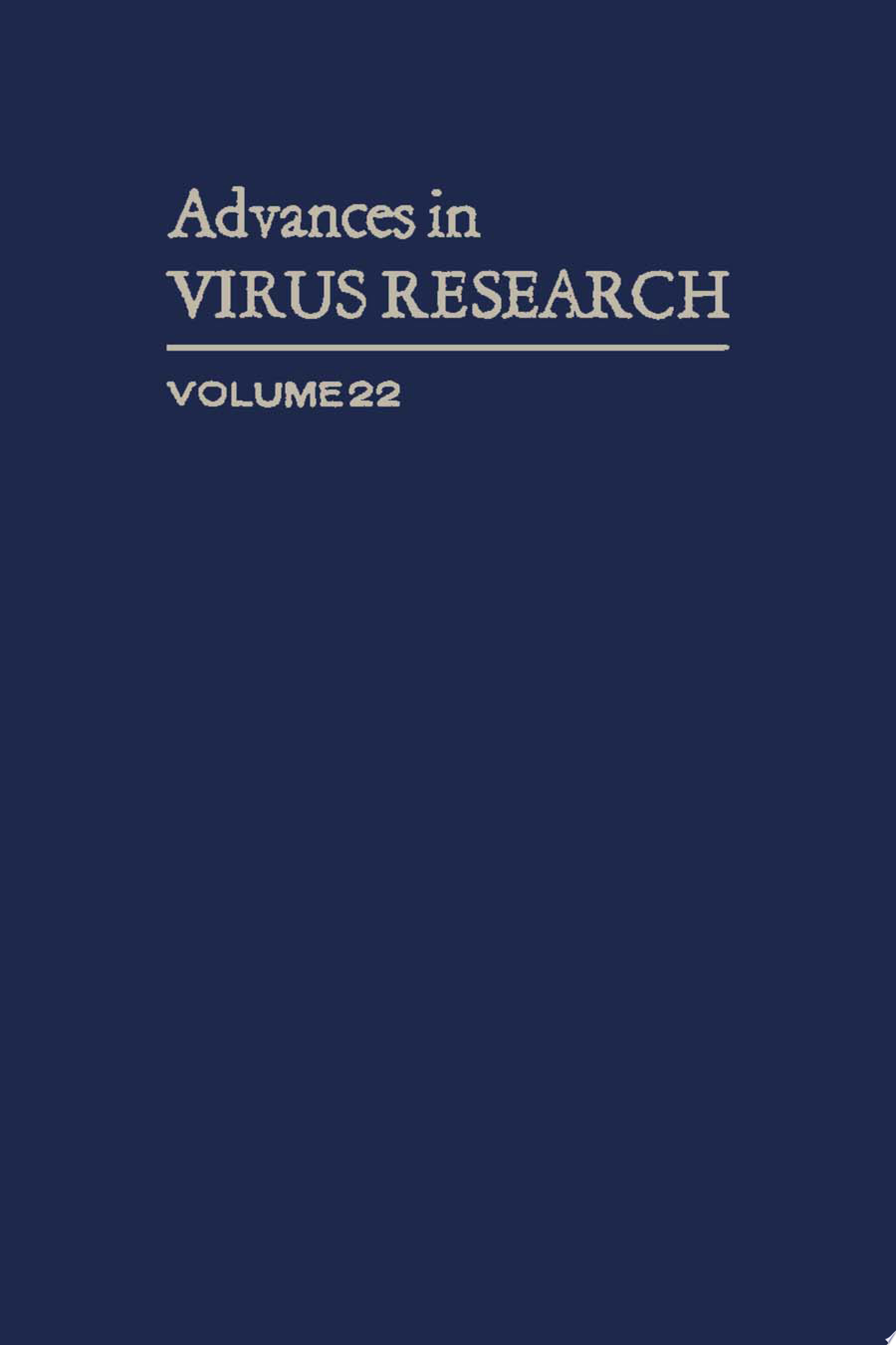 Advances in Virus Research,1st Edition