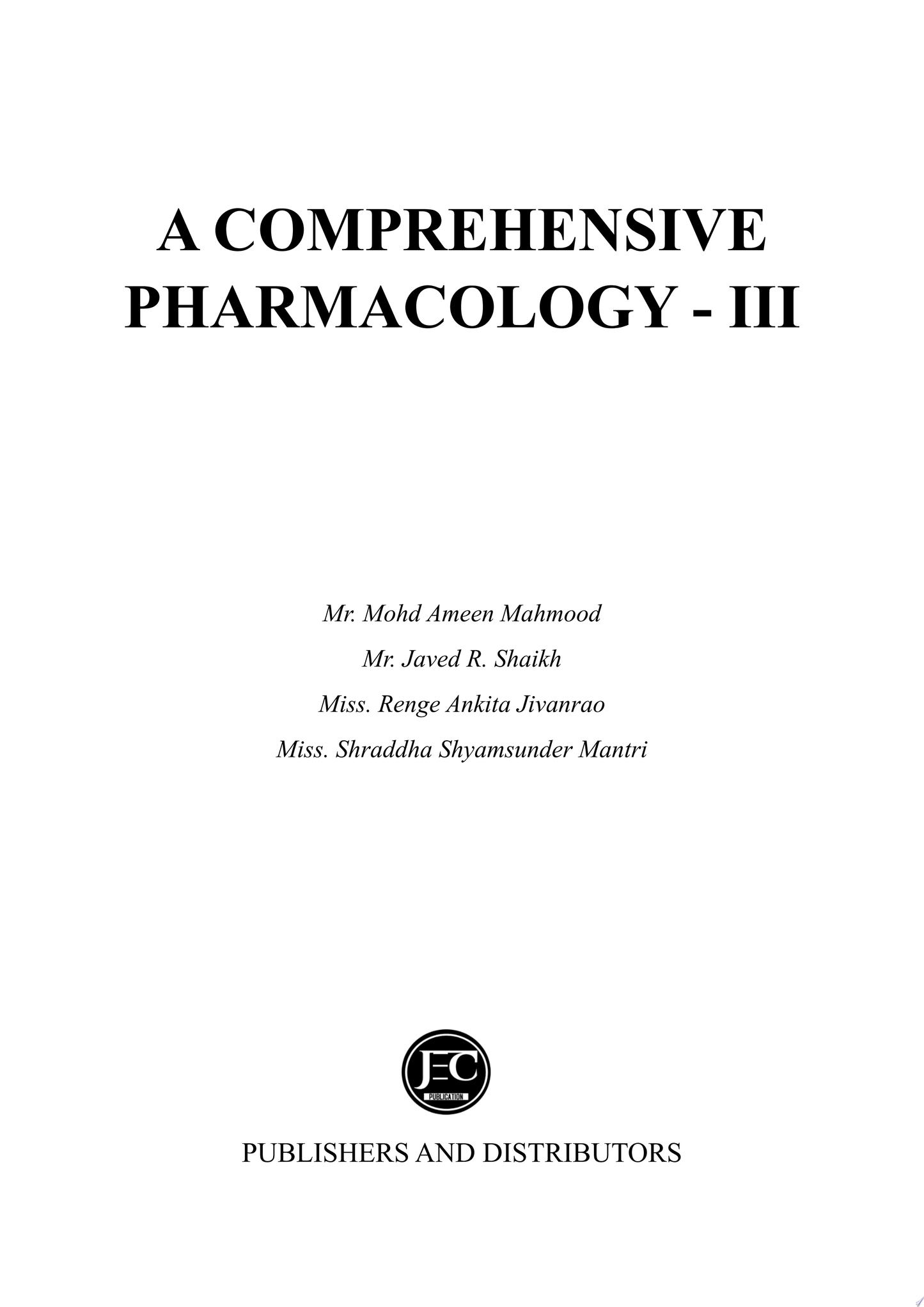 Comprehensive Pharmacology