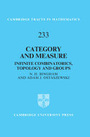 Category and Measure: Infinite Combinatorics, Topology and Groups